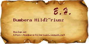 Bumbera Hiláriusz névjegykártya